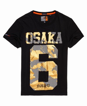 Superdry Osaka Monochrome Lite Férfi Pólók Fekete | IRYJM4370